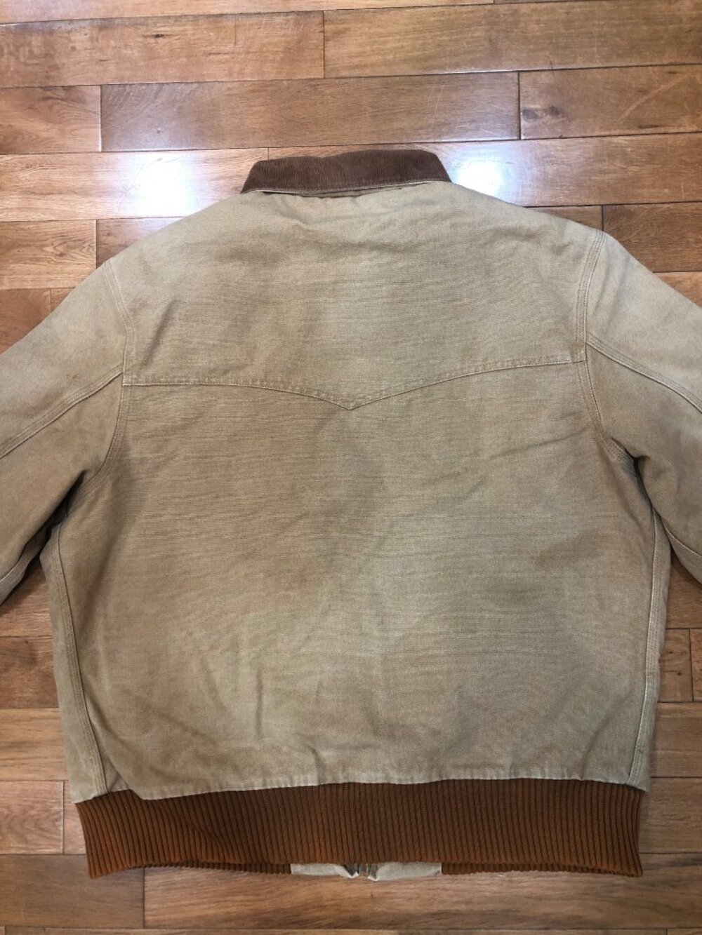 VTG Carhartt J13 Made USA Brown Duck Canvas Jacket Red Quilt Lined Size XL - Picture 13 of 14